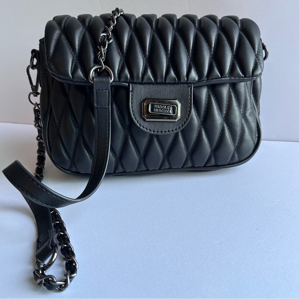 BADGLEY MISCHKA | Quilted Vegan Leather Messenger Crossbody Bag & Cosmetic Bag - Picture 2 of 5